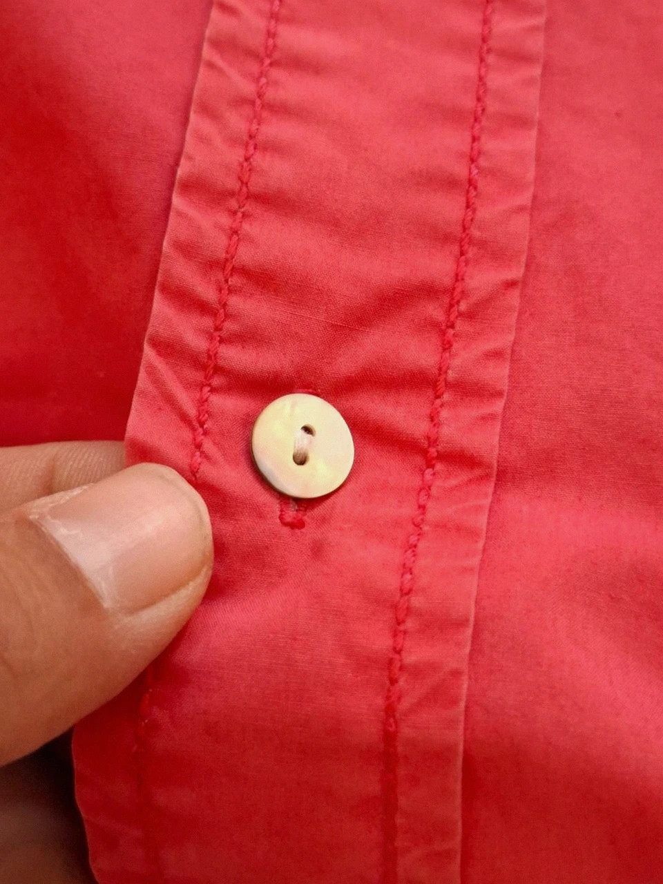 Chemise à Manches Courtes Rétro Tommy Hilfiger Denim - Rose Corail Vif - Taille M – Tommy Hilfiger – taille M 5