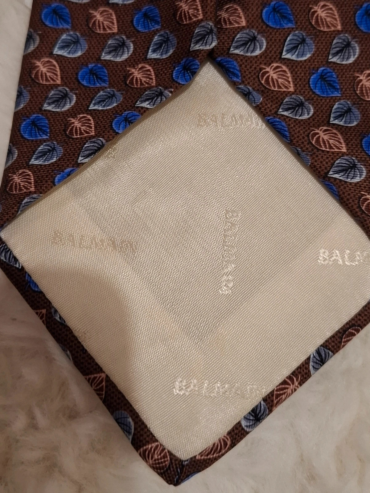 Cravate Chic Motifs Feuilles / Luxe Balmain Paris 100% Soie – Balmain 5