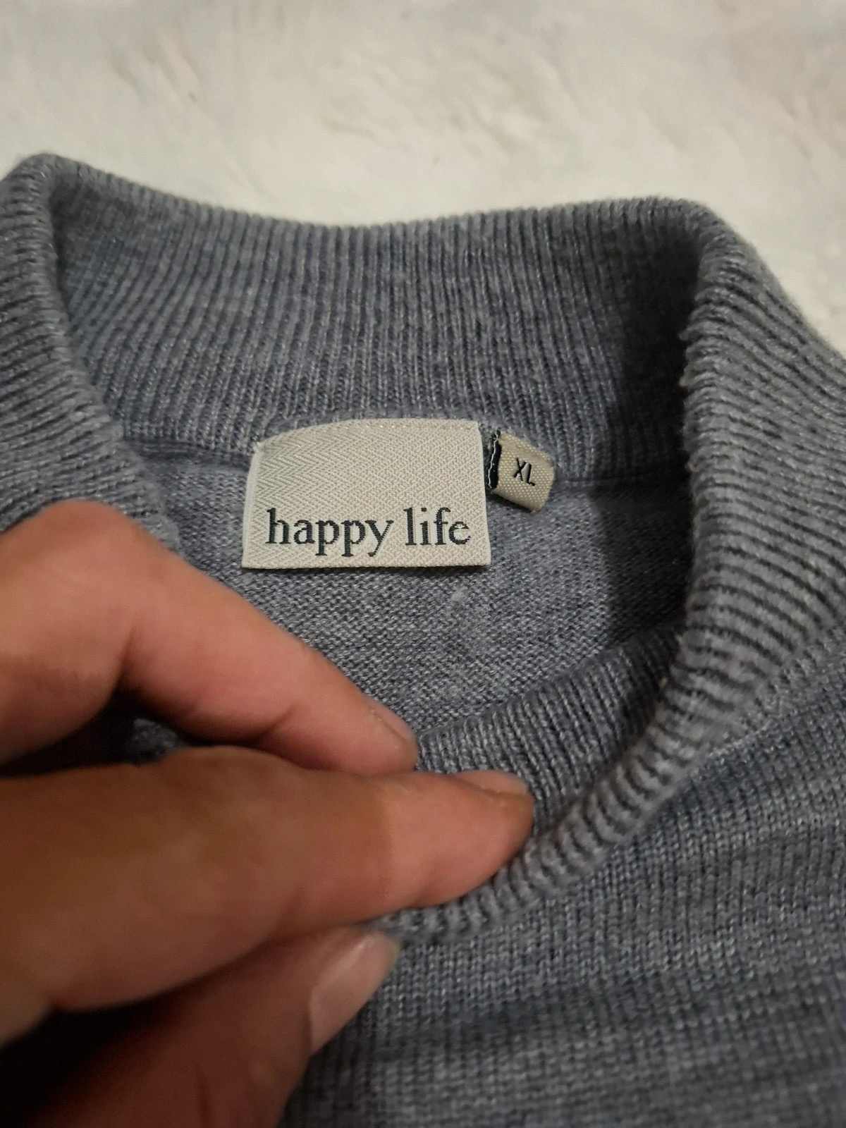 Pull Rétro Col Montant / Mock Neck Gris Happy Life T.XL / XL – Happy Life – taille XL 3