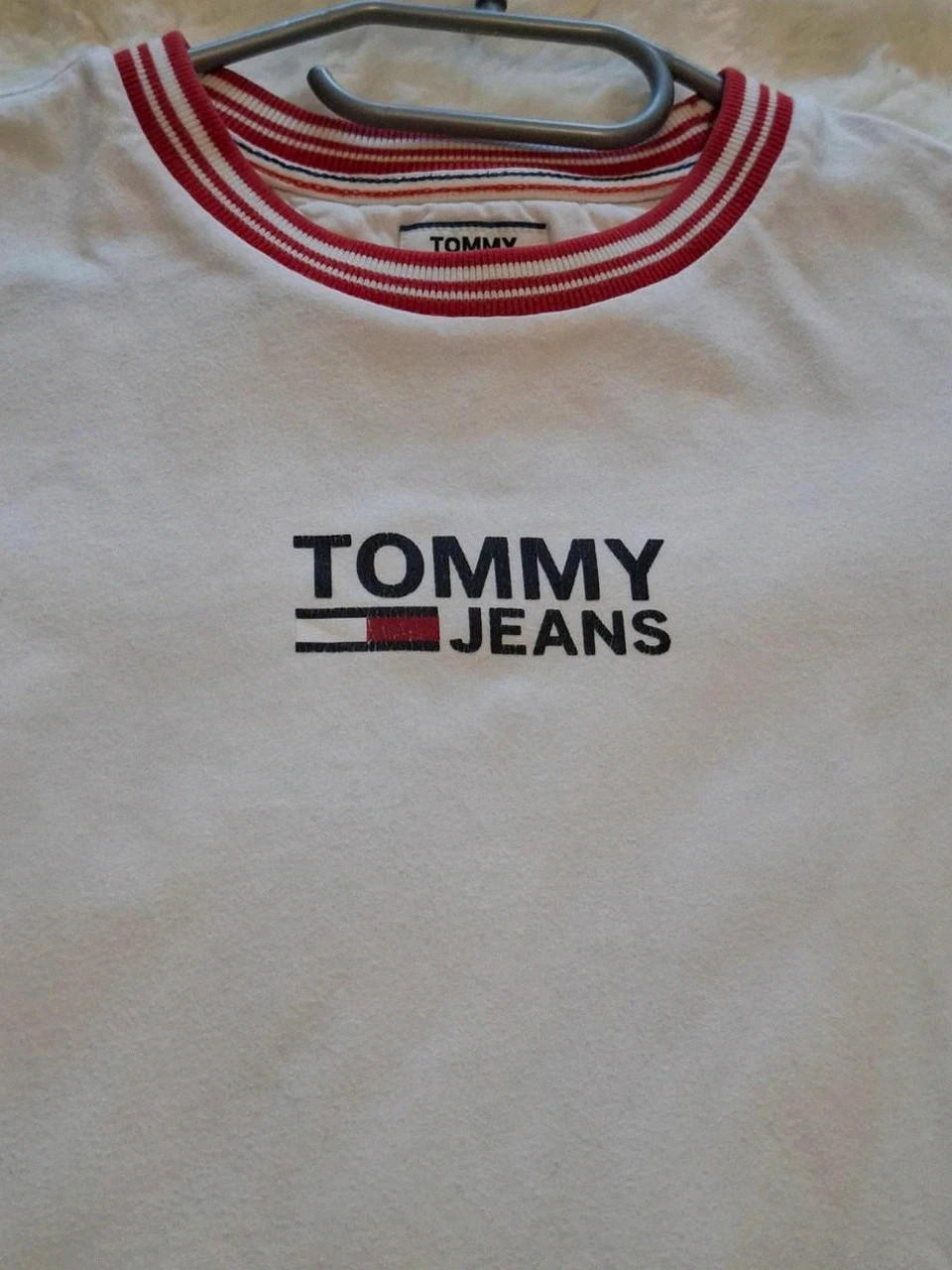 T-shirt Tommy Jeans col rayé rouge blanc - Taille XS – Tommy Hilfiger – taille S / 36 / 8 3
