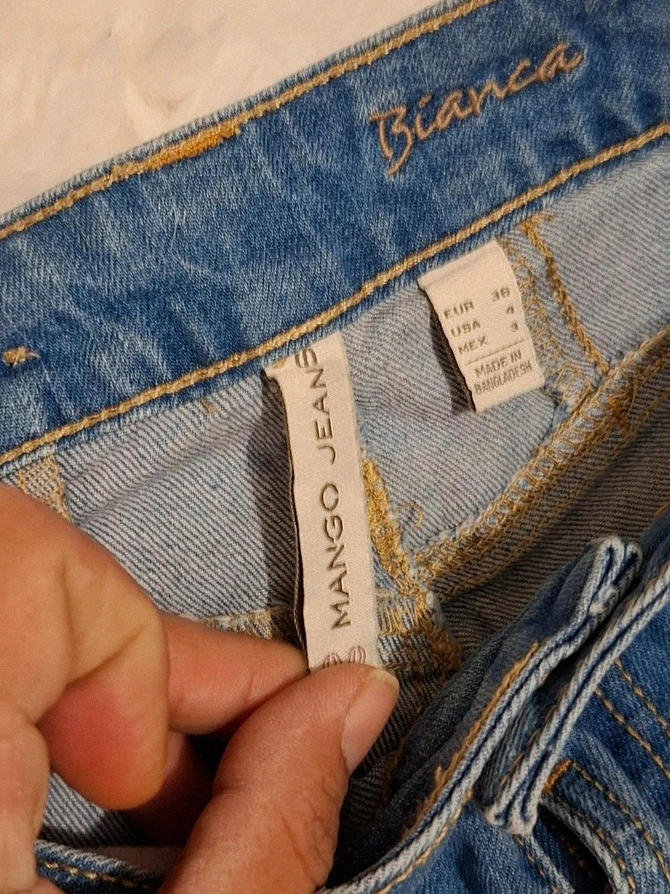 Jean slim bleu délavé Mango - Modèle "Bianca" - Taille 36 (S) – Mango – taille S / 36 / 8 5