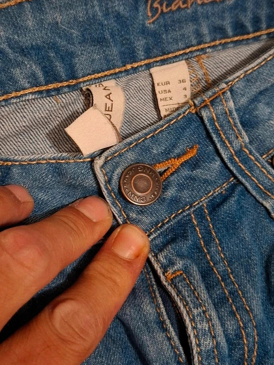Jean slim bleu délavé Mango - Modèle "Bianca" - Taille 36 (S) – Mango – taille S / 36 / 8 4