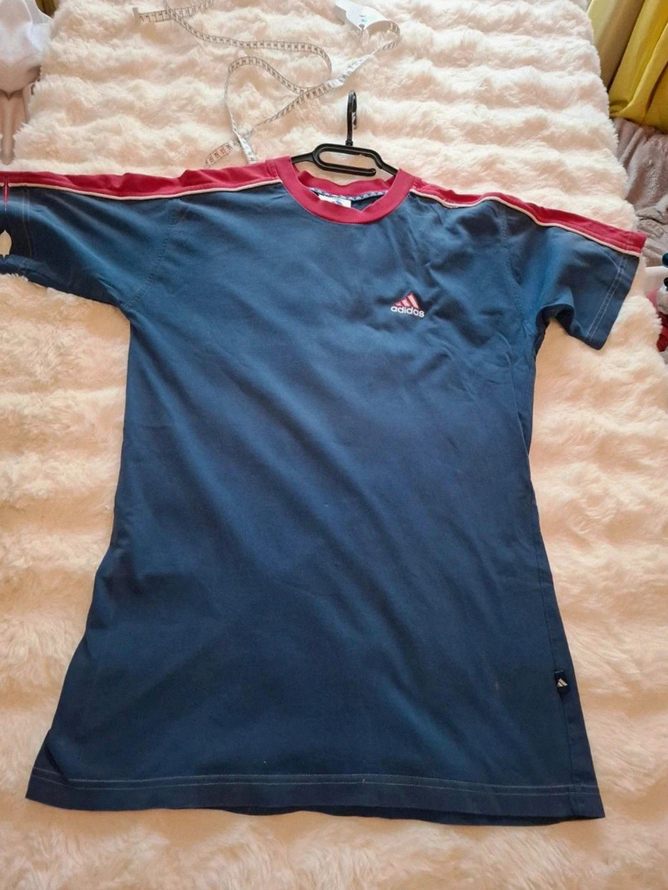 T-shirt vintage rouge et bleu bicolore Adidas - Taille XL
