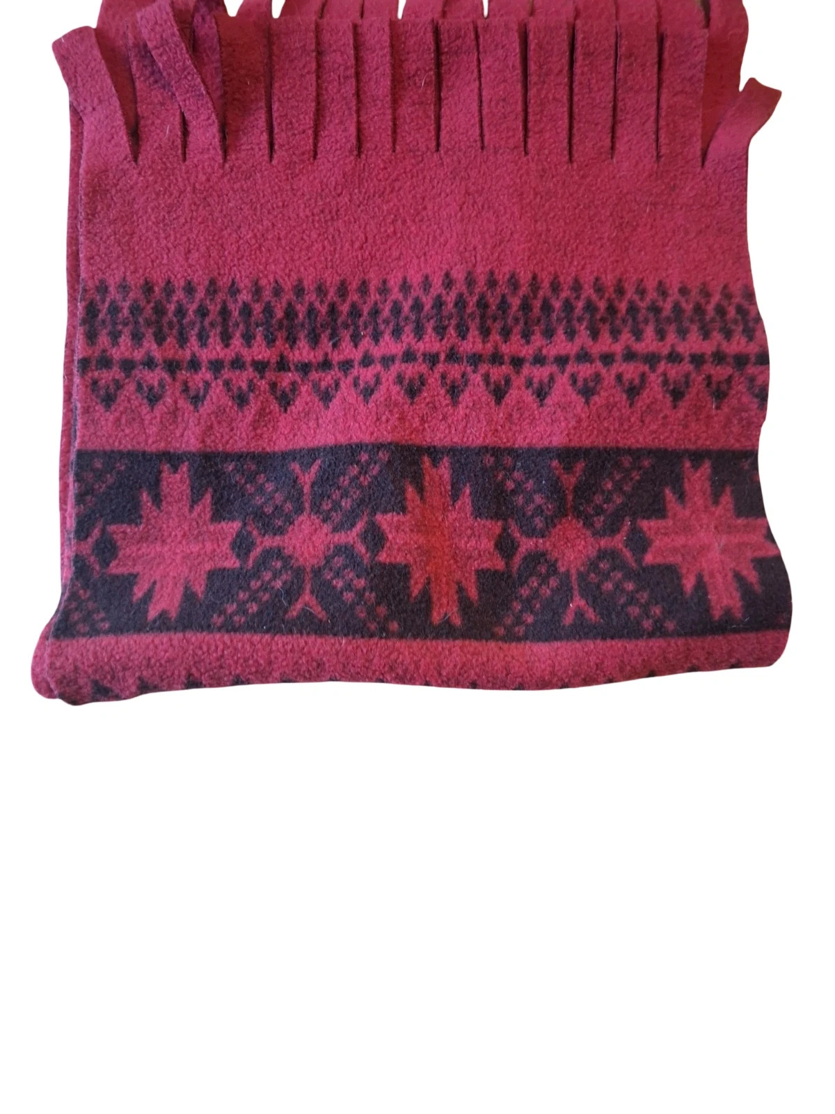 Écharpe vintage à motifs nordiques - Rouge bordeaux & Noir – Vintage Dressing 2