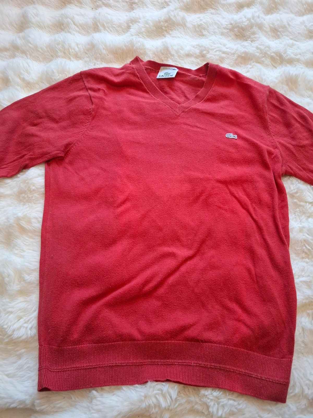 Pull léger Lacoste Rouge Col V Coton Cachemire T.2 / S-M – Lacoste – taille S 4