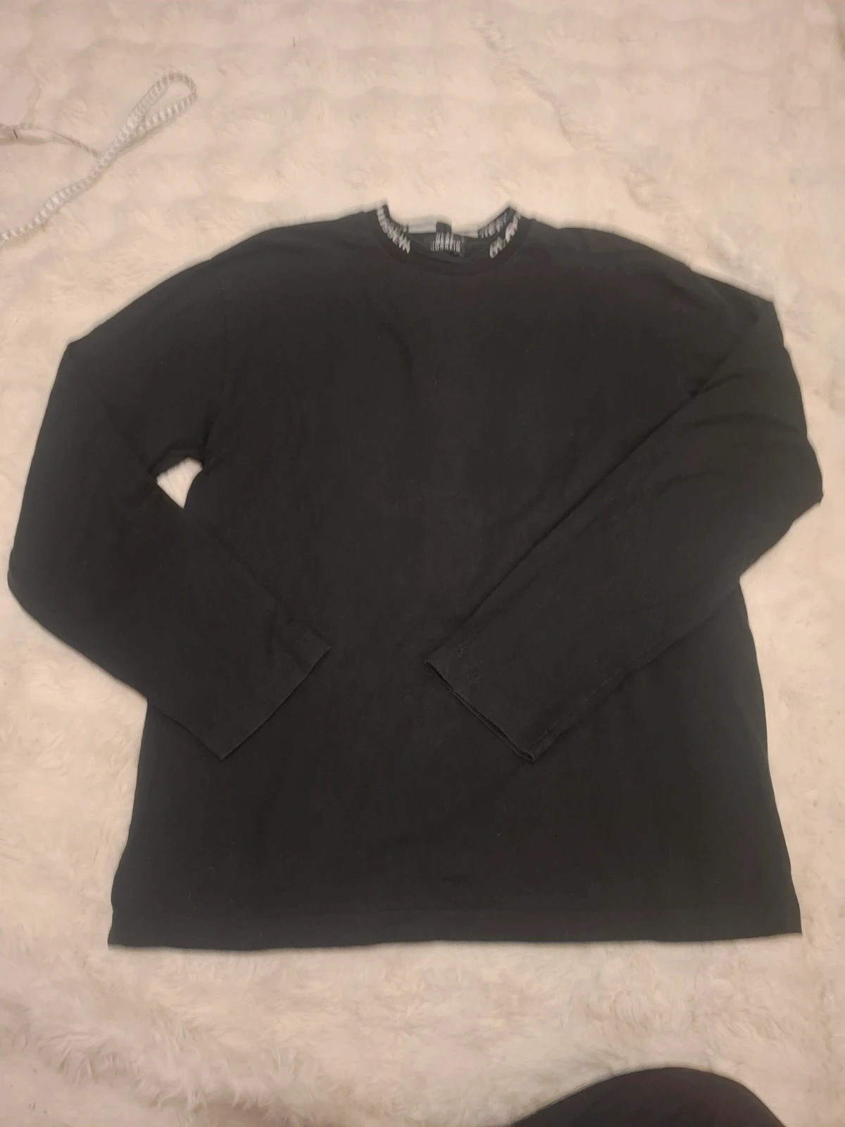 T-shirt Manches Longues Noir Col Montant Brandé Olaf Hussein T.M / M