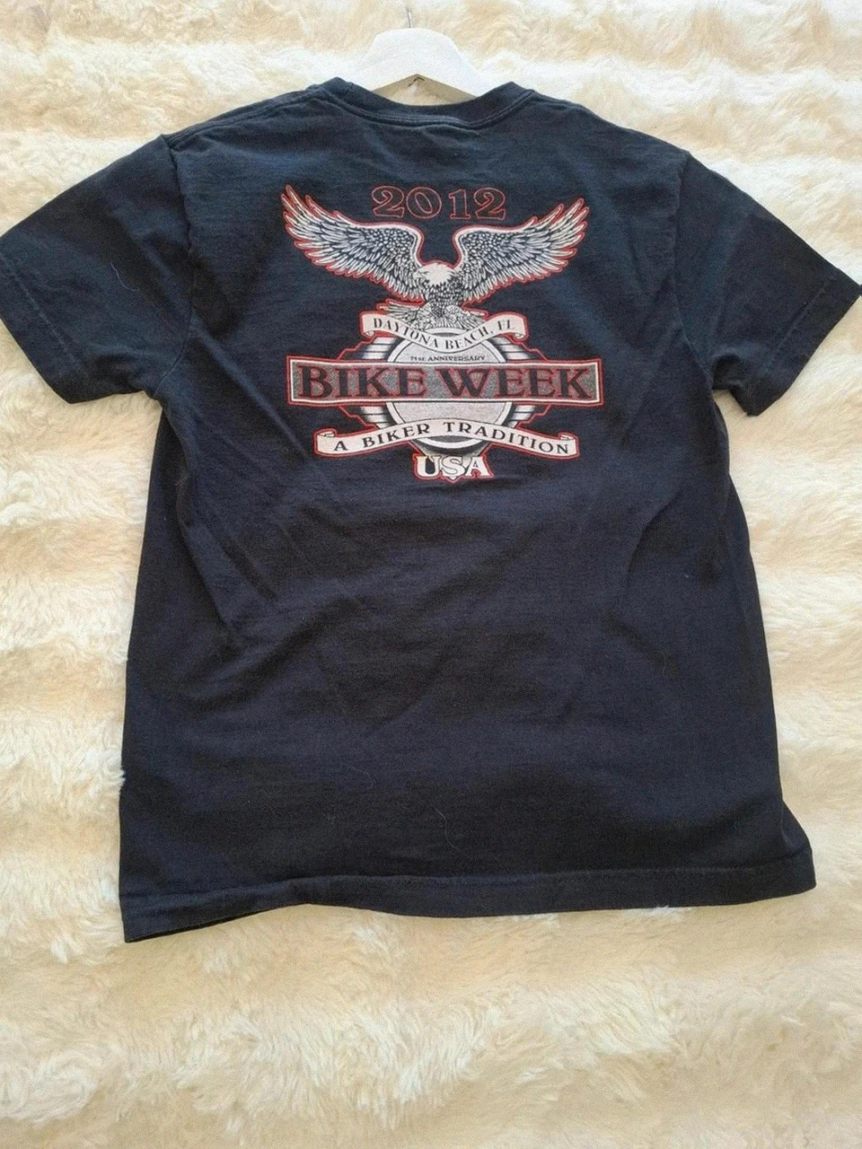 T-shirt Vintage Biker "Bike Week 2012 Daytona Beach" - Noir - Cintrée / Femme - Taille S – Vintage – taille M / 38 / 10 3