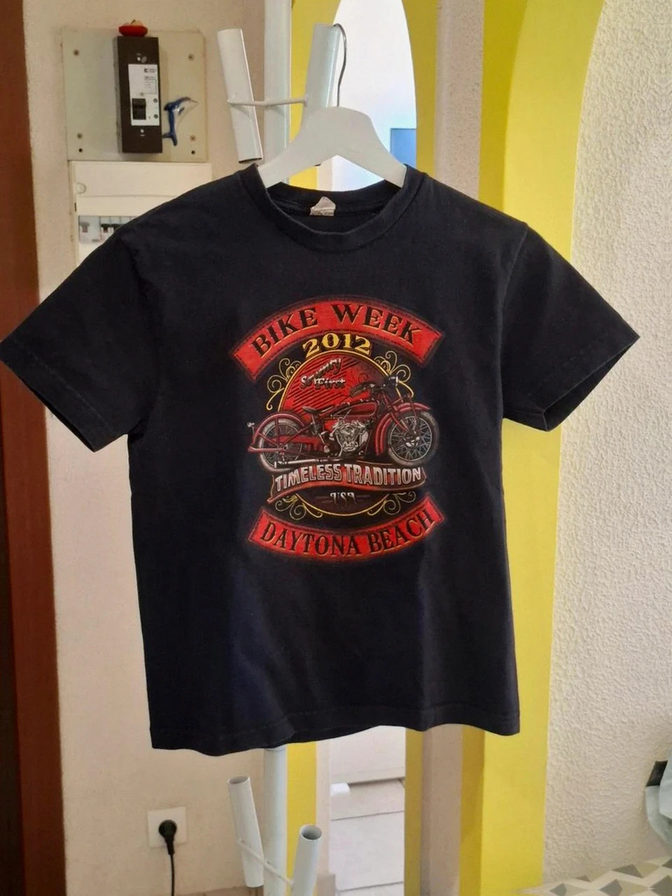 T-shirt Vintage Biker "Bike Week 2012 Daytona Beach" - Noir - Cintrée / Femme - Taille S – Vintage – taille M / 38 / 10 2