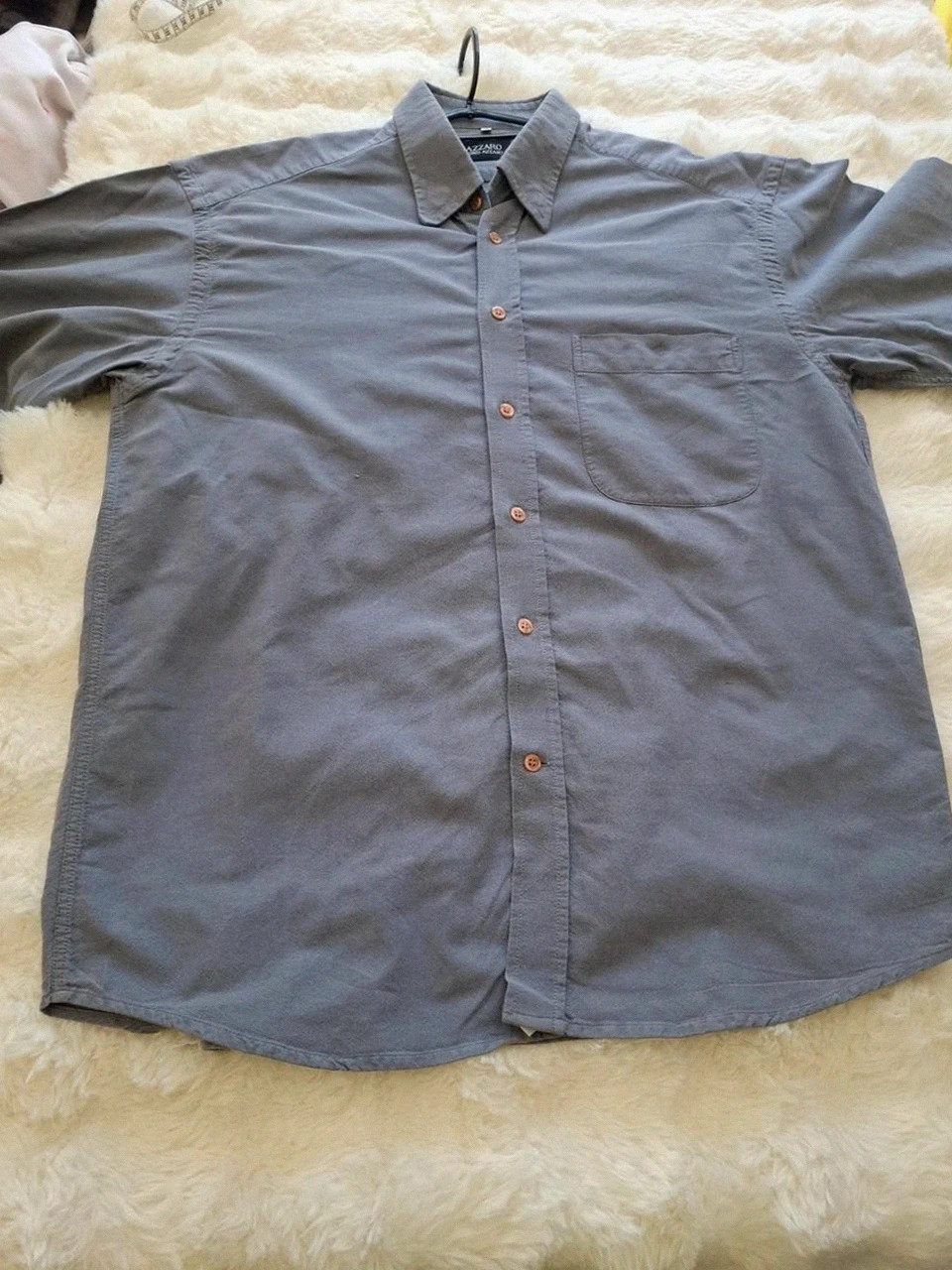 Chemise Azzaro Vintage (Loris Azzaro) - Bleu chiné / Gris - Manches longues - Taille 42 (16 1/2) – Azzaro – taille 42 cm 2