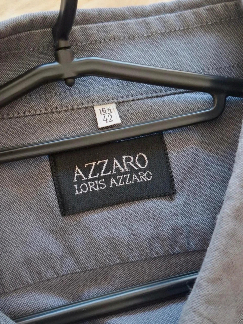 Chemise Azzaro Vintage (Loris Azzaro) - Bleu chiné / Gris - Manches longues - Taille 42 (16 1/2) – Azzaro – taille 42 cm 3