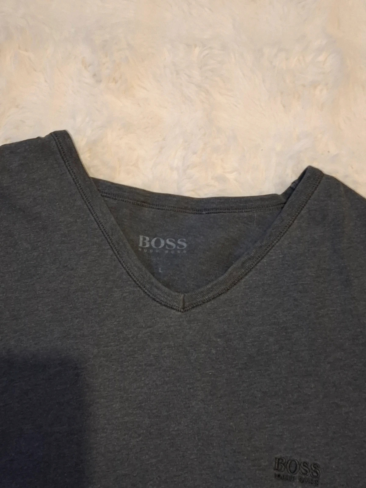 T-shirt Manches Courtes Col V Hugo Boss Gris Chiné T.L / L – Hugo Boss – taille L 3