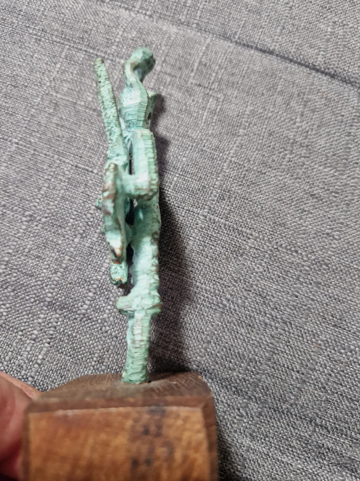 Bronze warrior statuette on wooden base – Hand made 4