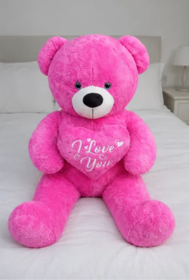 Rosafarbener Plüsch-Teddybär mit Herz