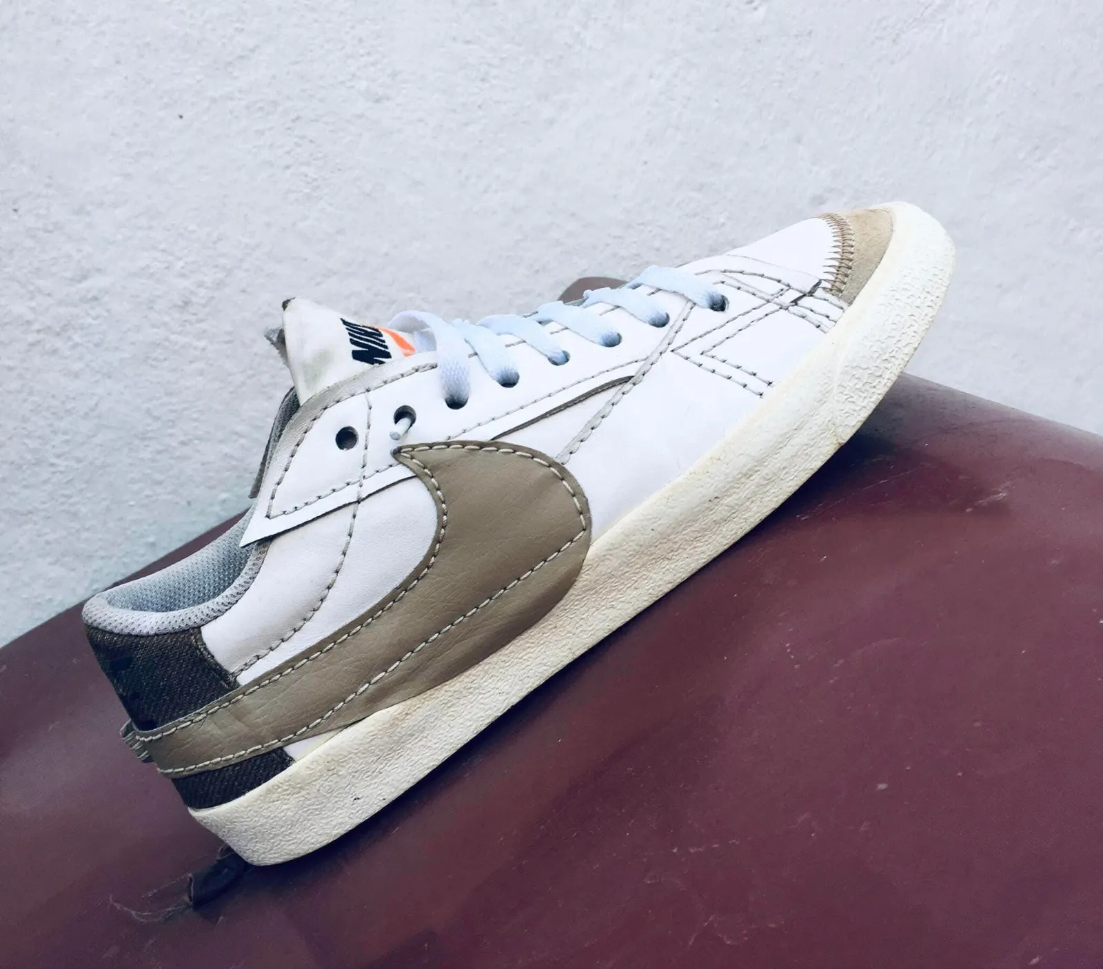 Sneaker Retro Weiß Beige Schwarz