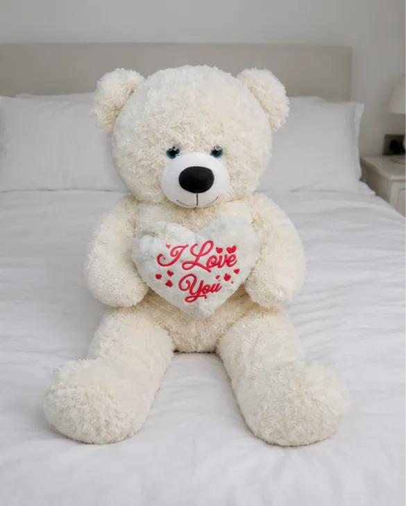 Rosafarbener Plüsch-Teddybär mit Herz 3