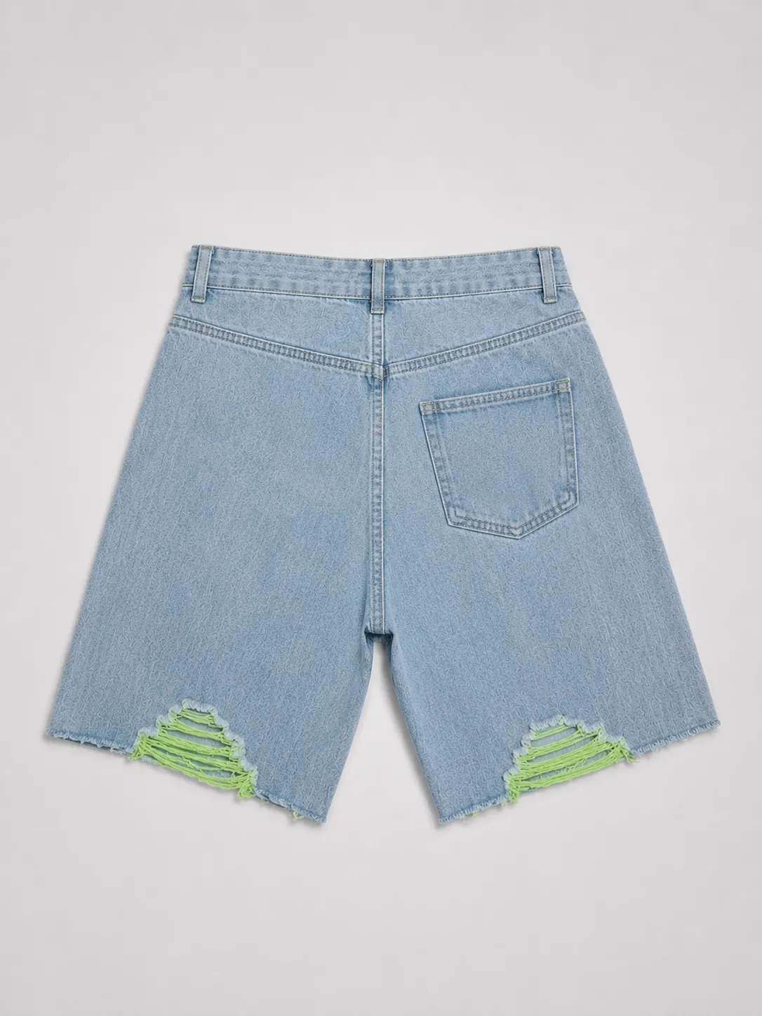 Short Jean Destroyé Imprimé Vert 2