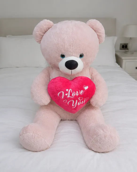 Rosafarbener Plüsch-Teddybär mit Herz 4