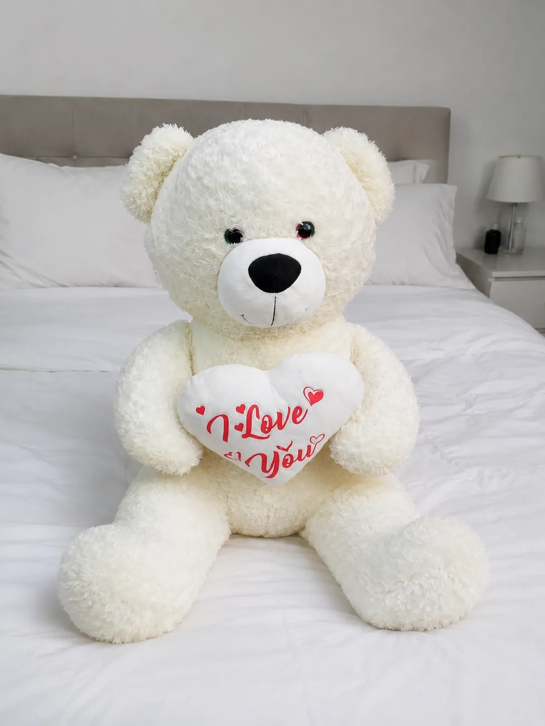 Rosafarbener Plüsch-Teddybär mit Herz 5