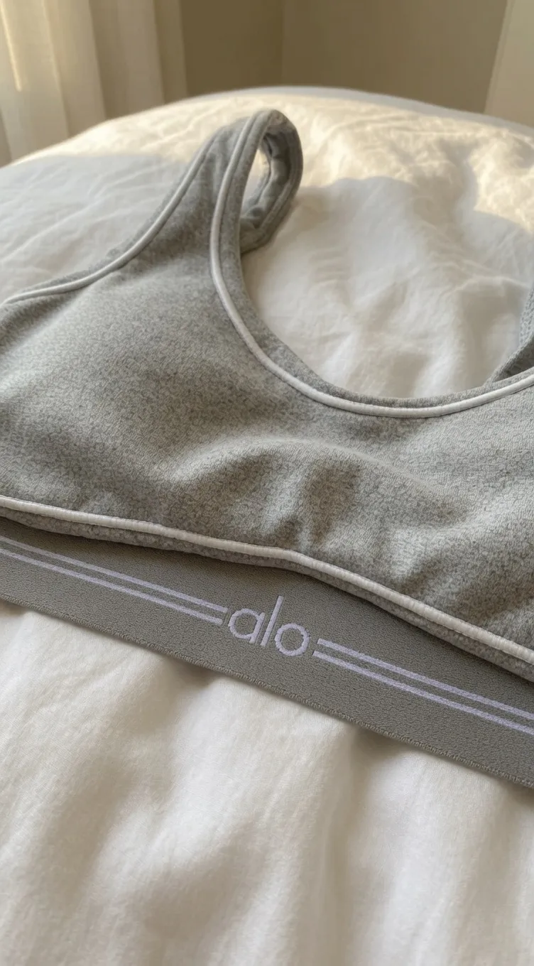 Tenue Alo Yoga gris et blanc