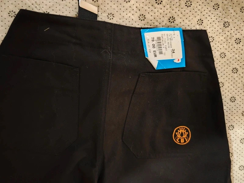 Pantalon évasé vintage Y2K noir zips métalliques neuf avec étiquette – Vintage Dressing – taille XXXS / 30 / 2 4