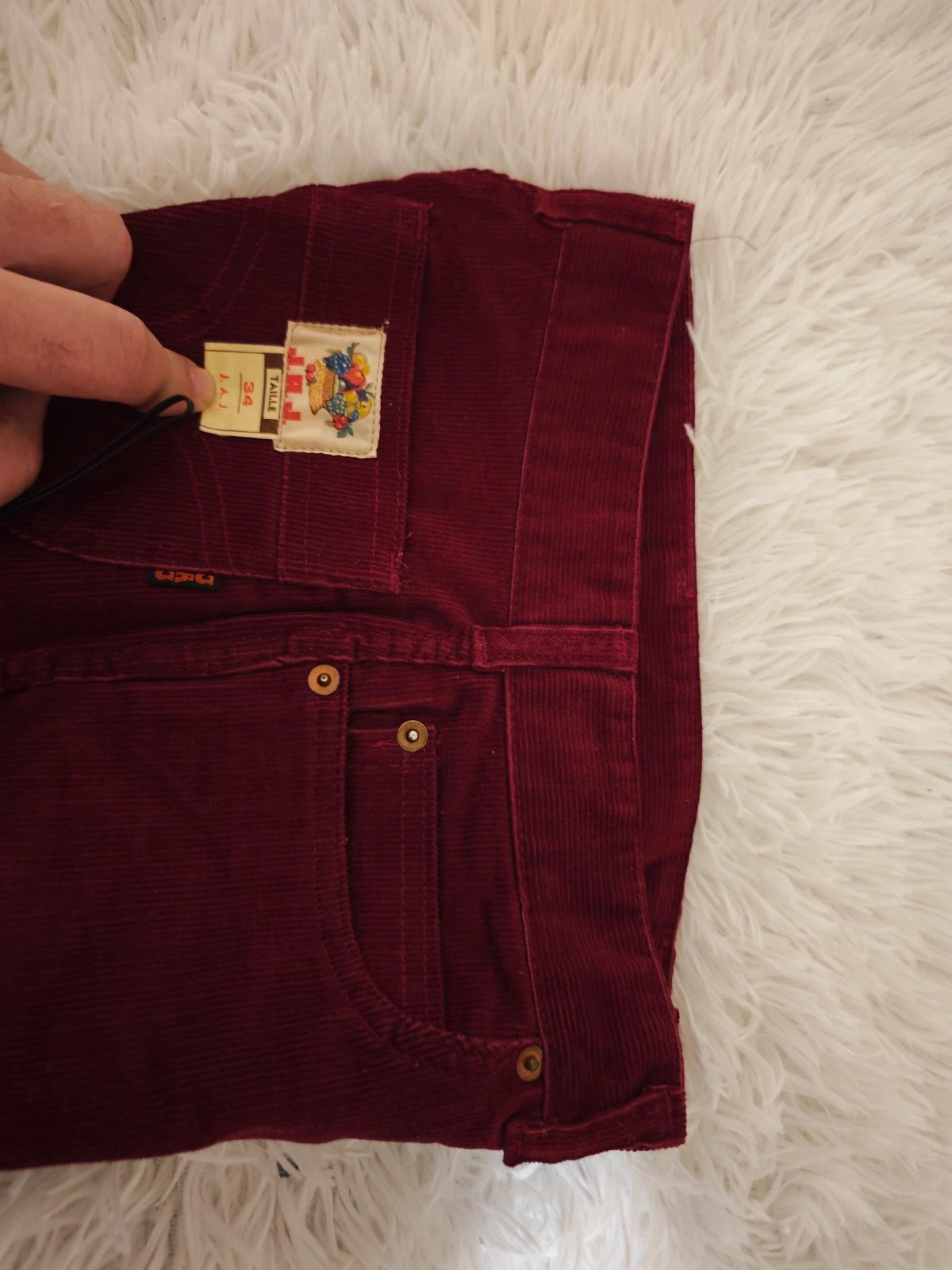 Pantalon velours bordeaux J.a.J. vintage collector patte d'éléphant Y2K – Vintage Dressing – taille XXXS / 30 / 2 3