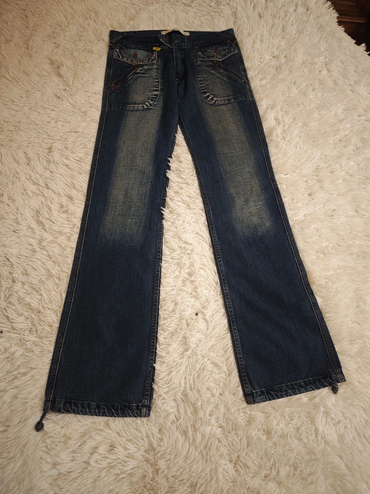 Jean Vintage Années 2000 Y2K Style Cargo à Zips Multiples Poches et Ourlets Ajustables à Lacets – Vintage Dressing – taille 36 3