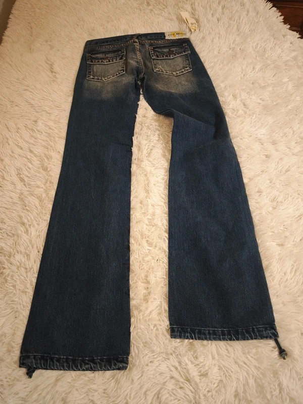 Jean Vintage Années 2000 Y2K Style Cargo à Zips Multiples Poches et Ourlets Ajustables à Lacets – Vintage Dressing – taille 36 5