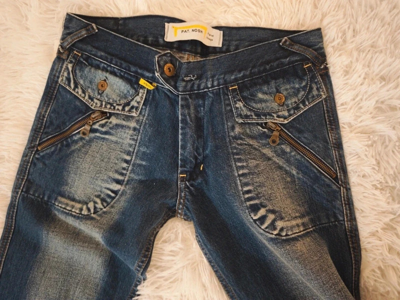 Jean Vintage Années 2000 Y2K Style Cargo à Zips Multiples Poches et Ourlets Ajustables à Lacets