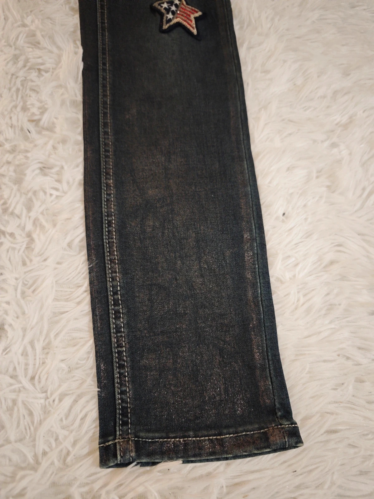 Jean jegging ultra stretch effet destroy écussons brodés et détails brillants – Luizacco – taille XS / 34 / 6 5