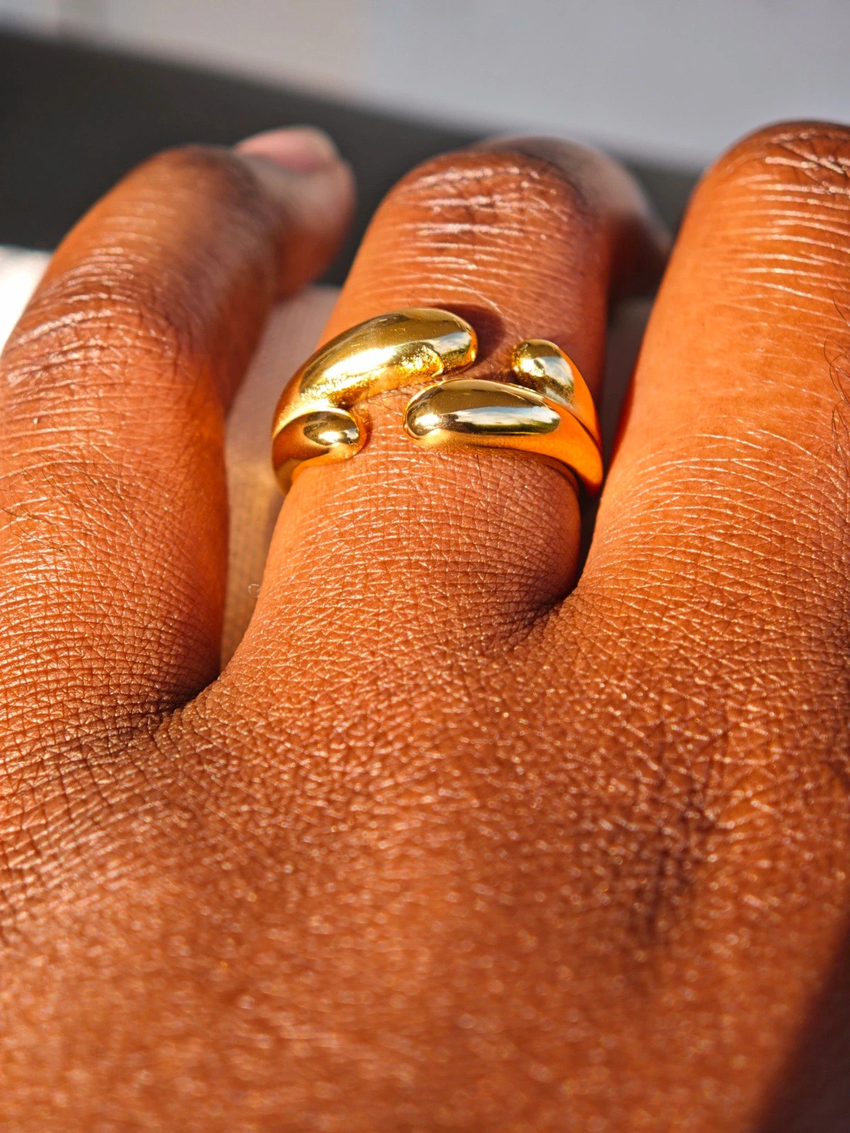 Bague goutte dorée - acier inoxydable ajustable – taille Ajustable 3
