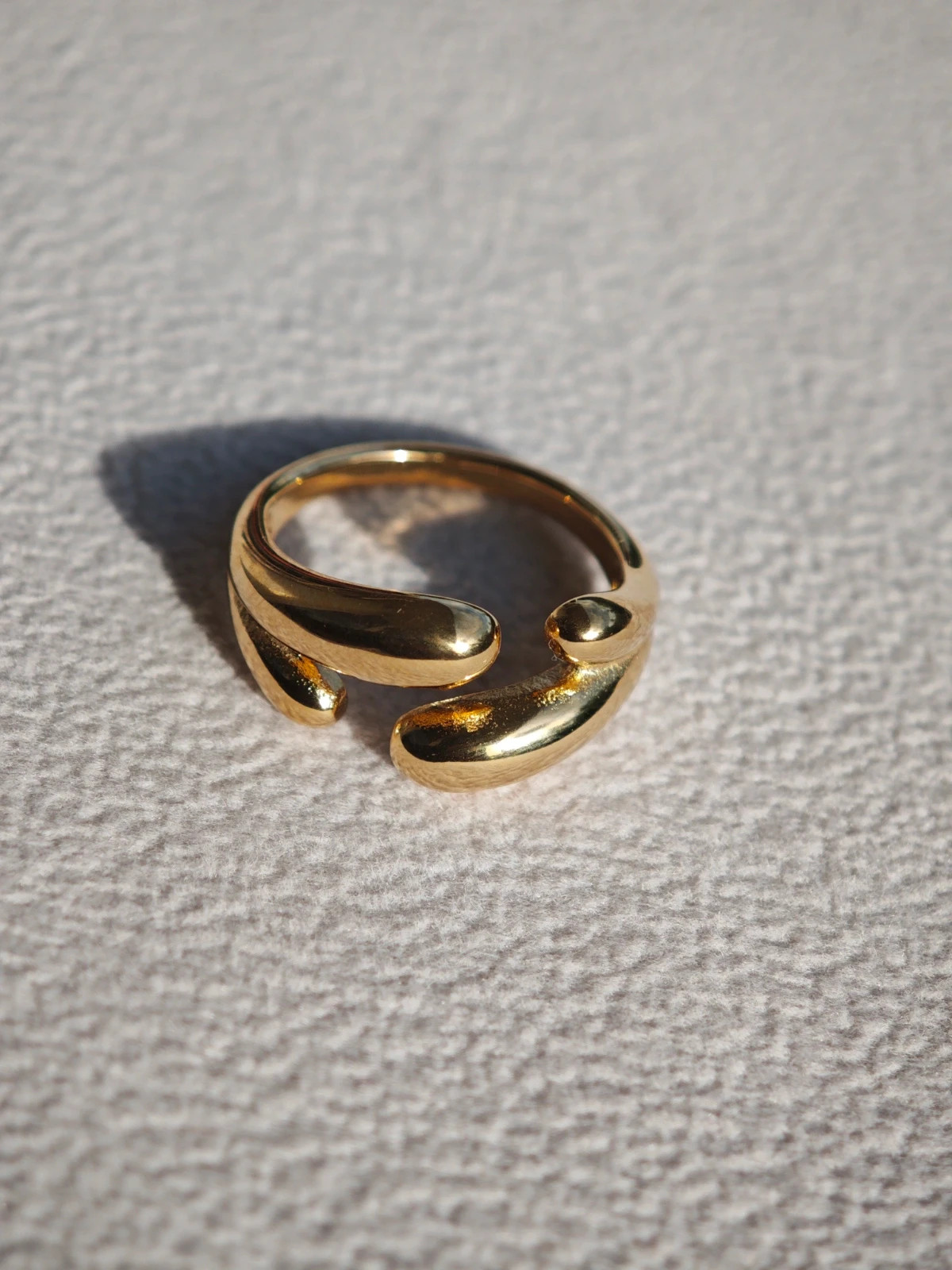 Bague goutte dorée - acier inoxydable ajustable – taille Ajustable 5