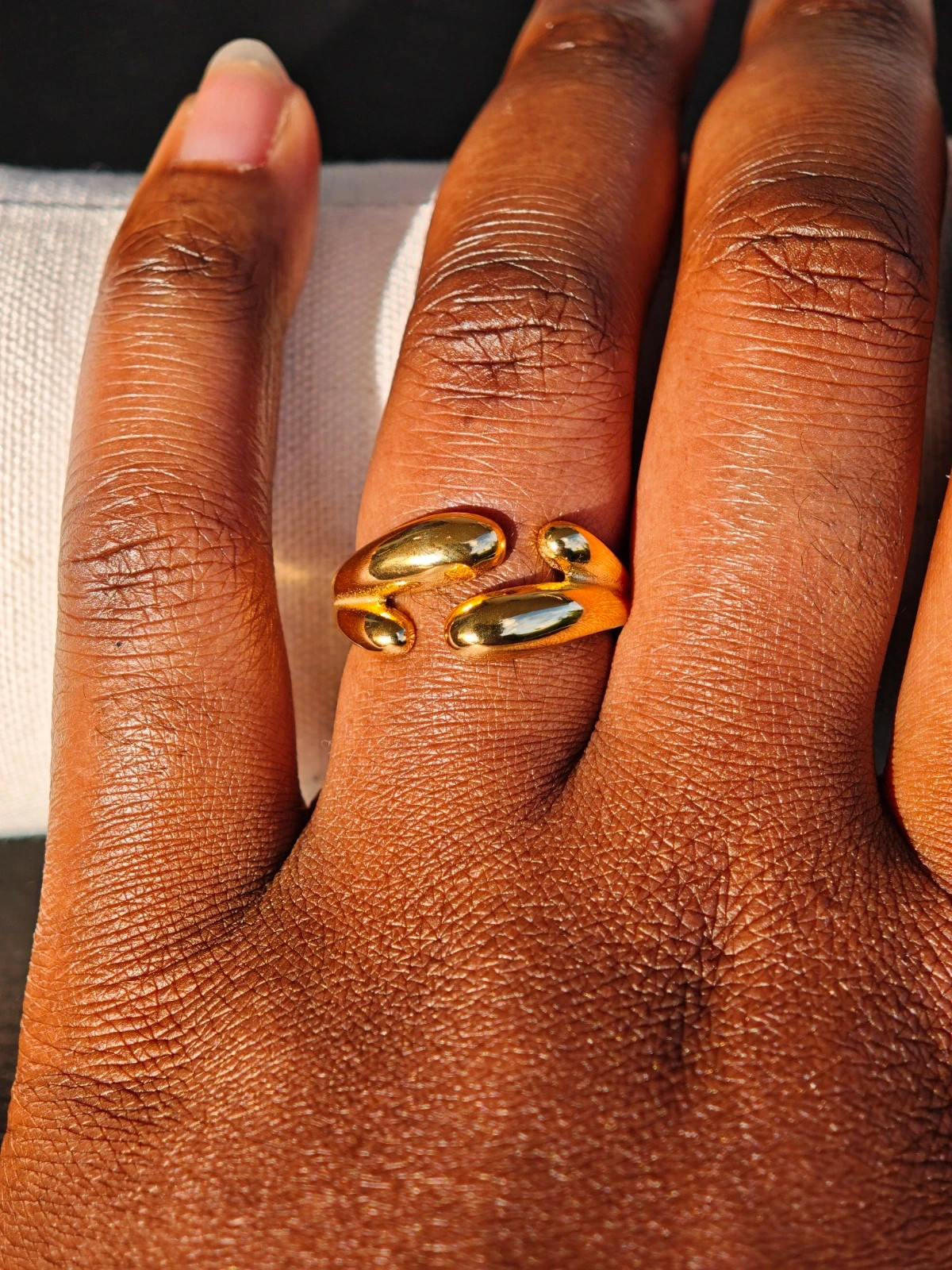 Bague goutte dorée - acier inoxydable ajustable – taille Ajustable 2
