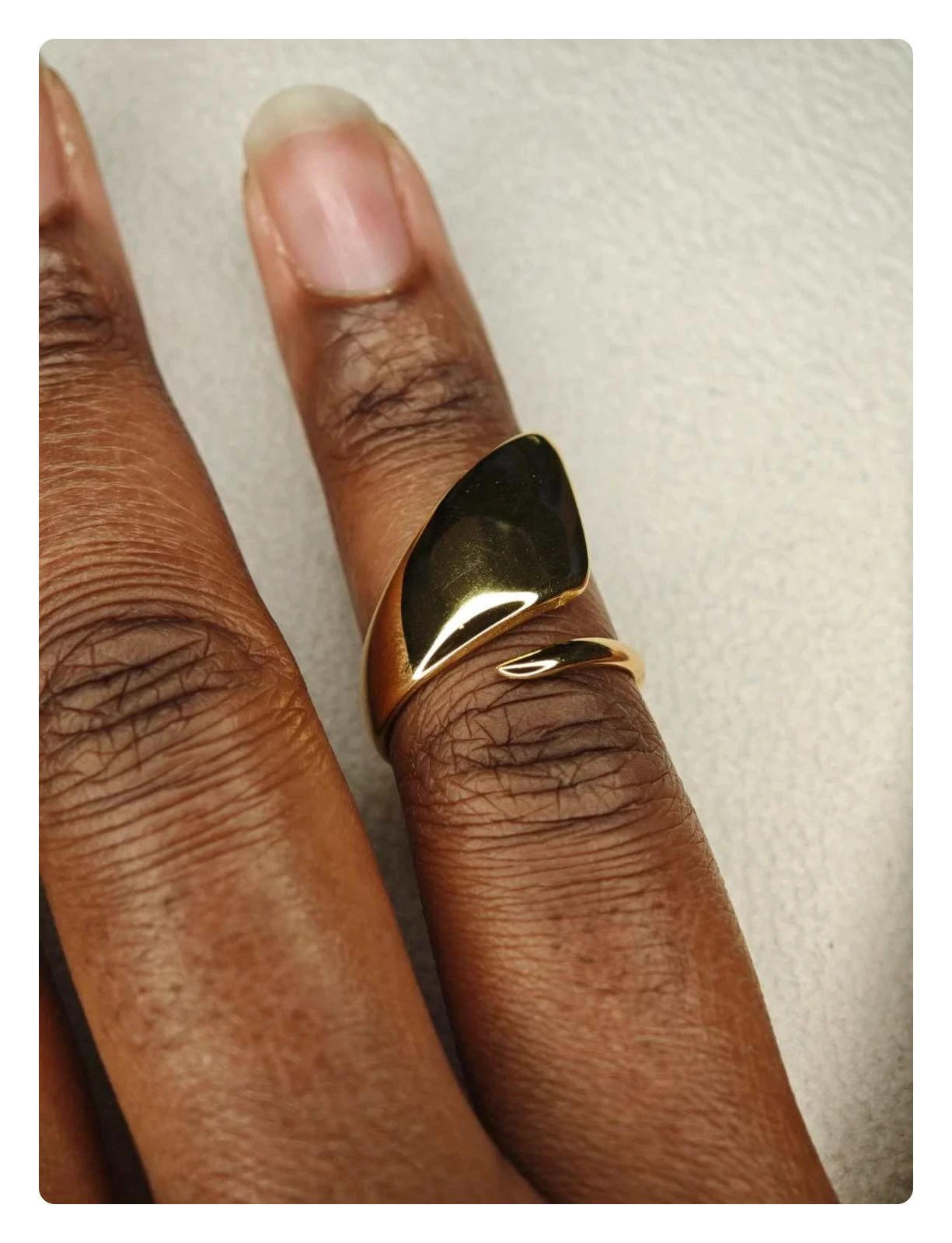 Bague chevalière acier inoxydable doré ajustable waterproof minimaliste femme – taille Ajustable 3