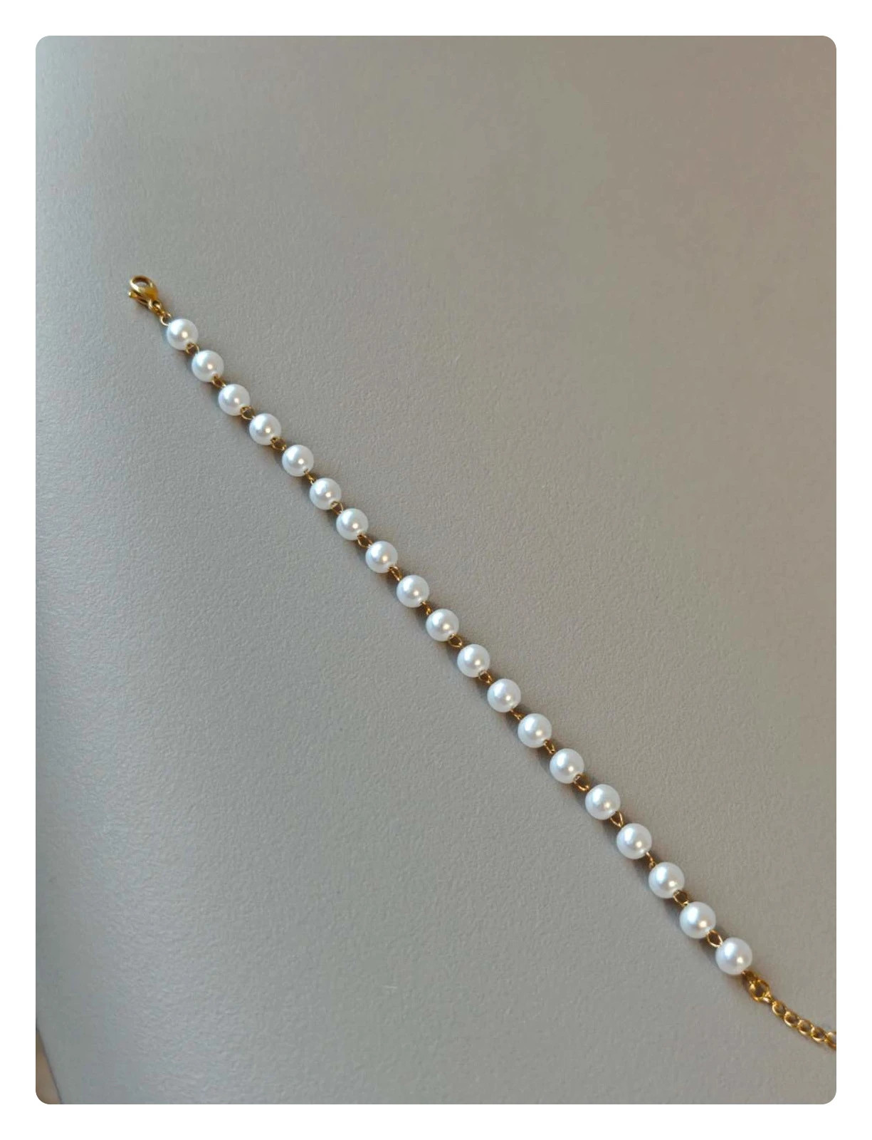 Bracelet chaîne en acier inoxydable doré et perles blanches - Syle Bohème 3