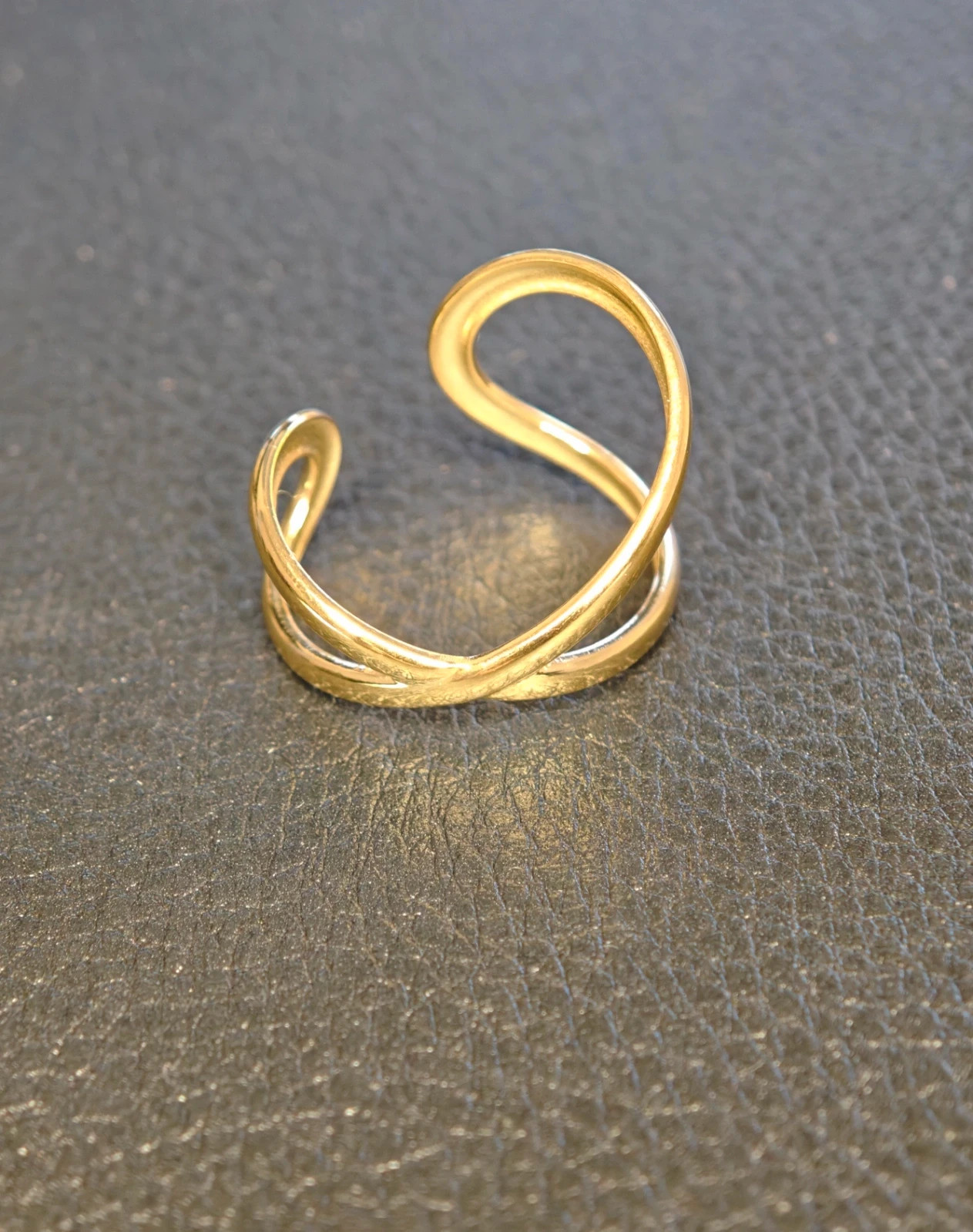 Bague entrelacée acier inoxydable doré ajustable waterproof minimaliste femme – taille Ajustable 3