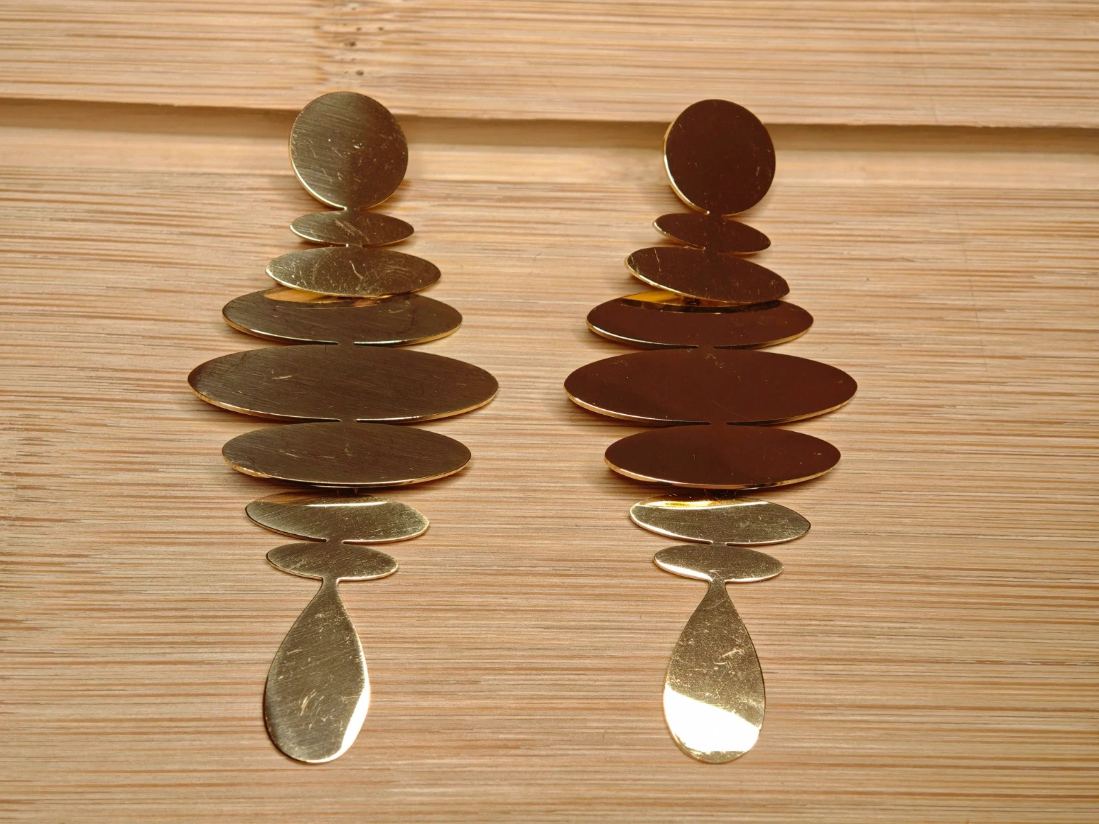 Boucles d'oreilles acier inoxydable doré oversize abstrait waterproof statement femme 4