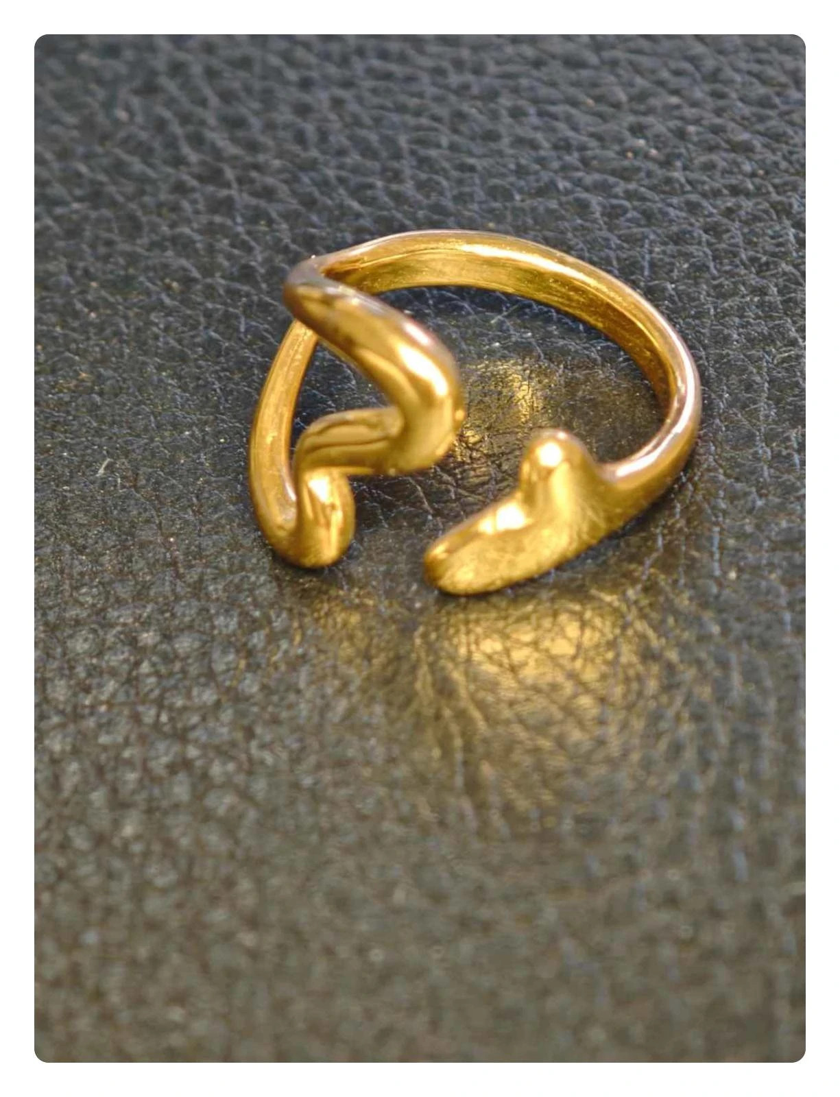 Bague cœur sculptural acier inoxydable doré ajustable waterproof romantique – taille Ajustable 4