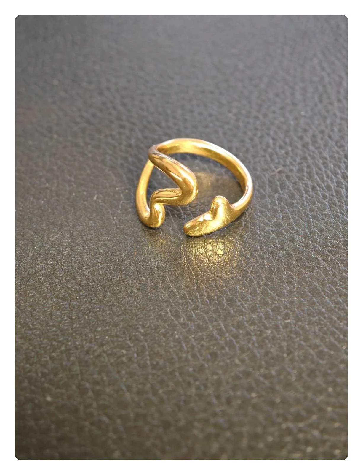 Bague cœur sculptural acier inoxydable doré ajustable waterproof romantique – taille Ajustable 3