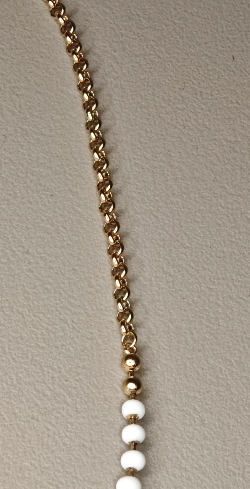Collier doré en acier inoxydable pendentif cœur doré perles blanches 5
