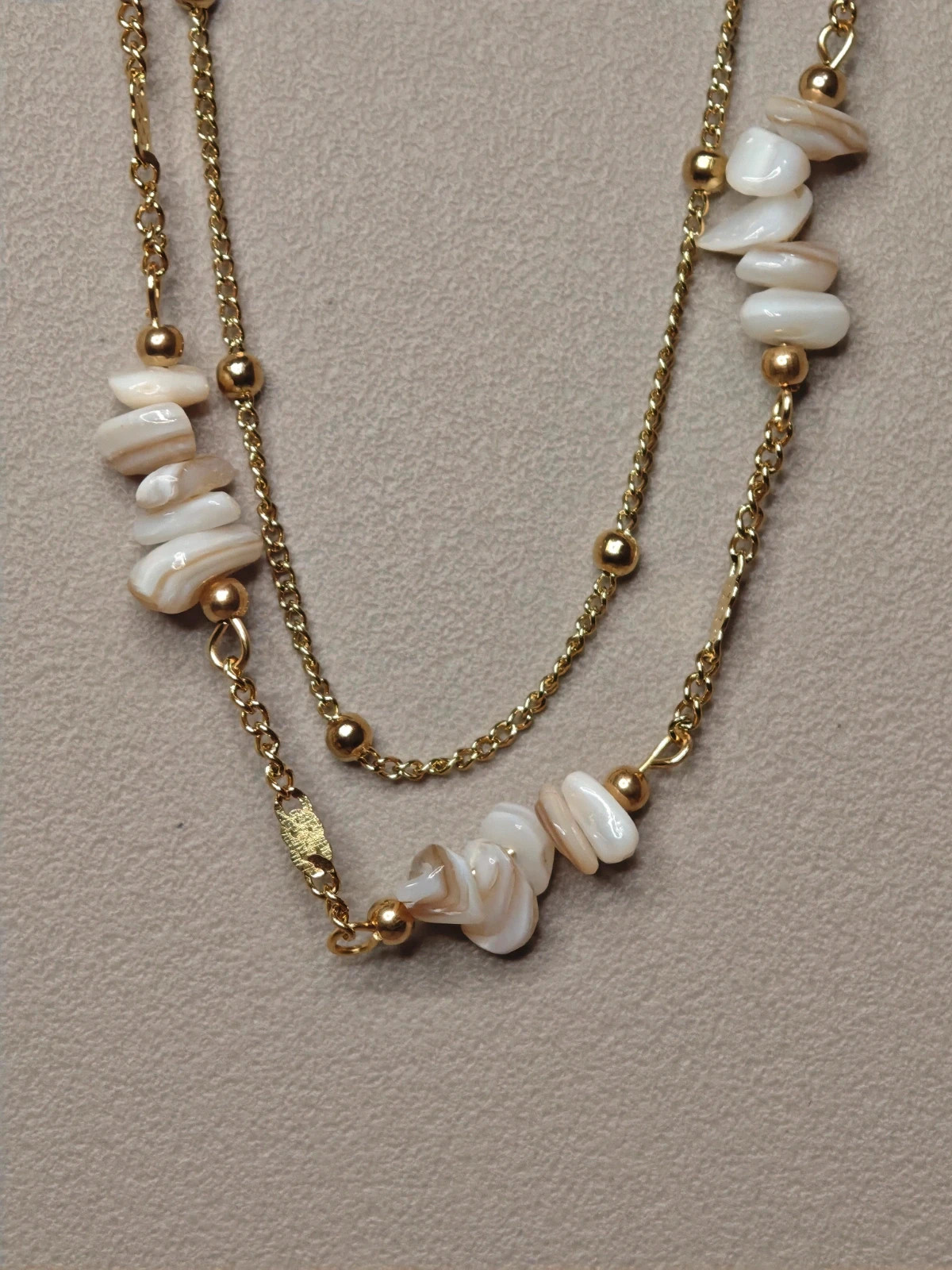 Collier multi-rangs acier inoxydable doré coquillages nacre waterproof bohème été tendance – taille Taille unique 2