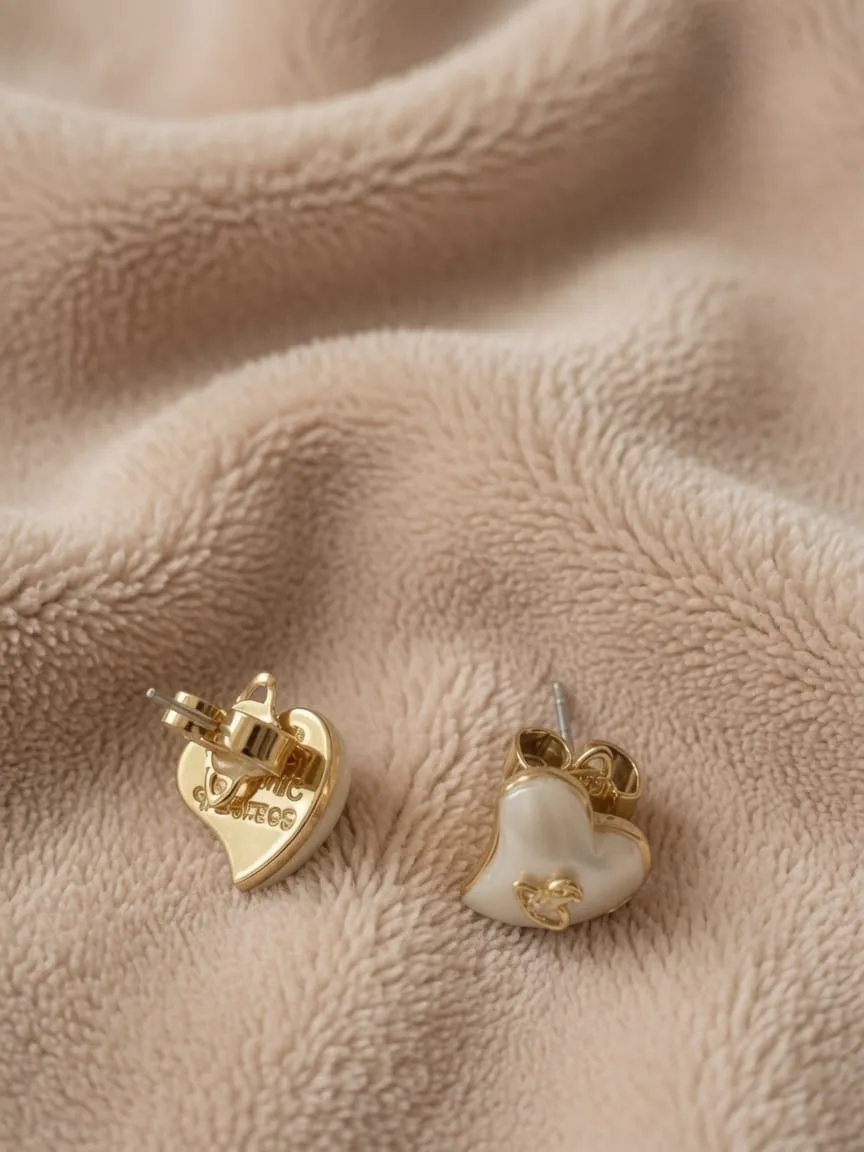 Boucles d'oreilles cœur et perle dorées Vivienne Westwood