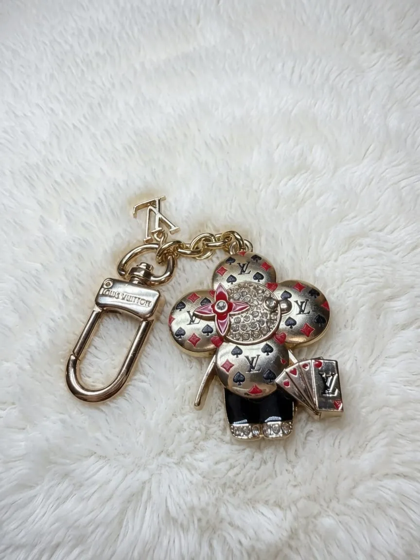 Porte-clés bijou ours fleuri doré 4