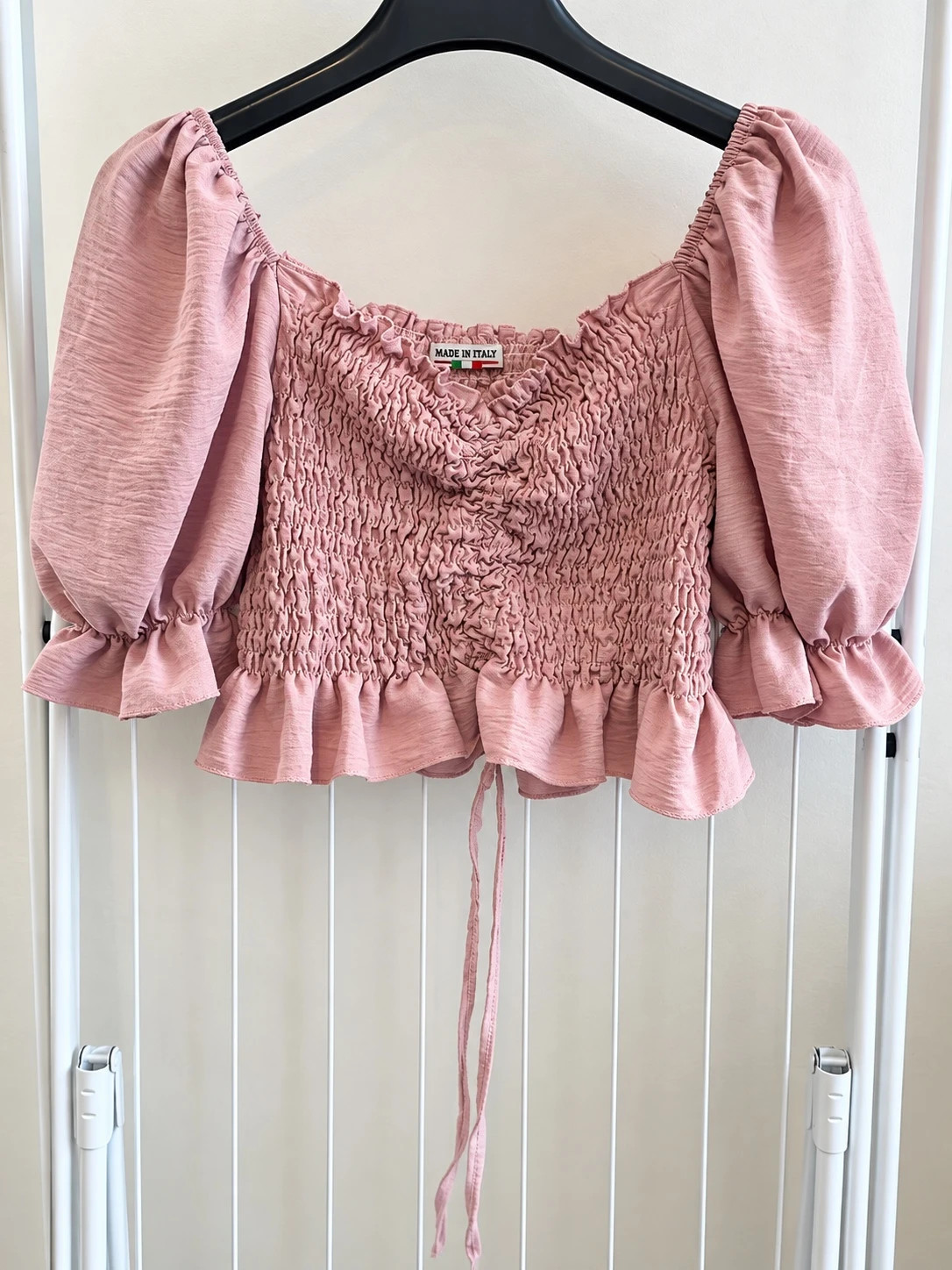 Top crop rose poudré Made in Italy – Taille S – Manches bouffantes – New Yorker – taille S / 36 / 8 2