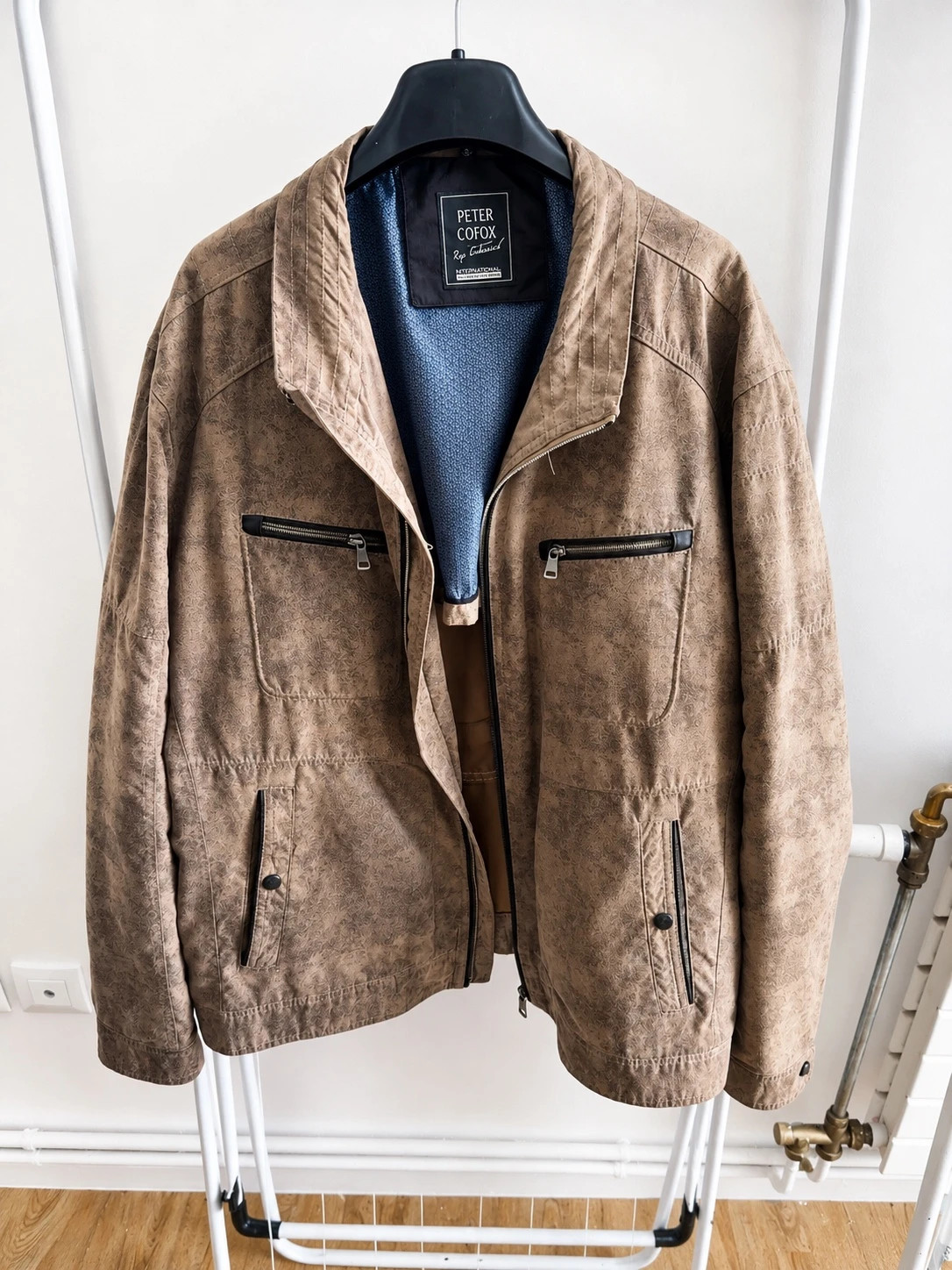 Veste homme Peter Cofox marron/taupe – Taille 62 – Style suédine – Peter Cofox – taille 4XL 2