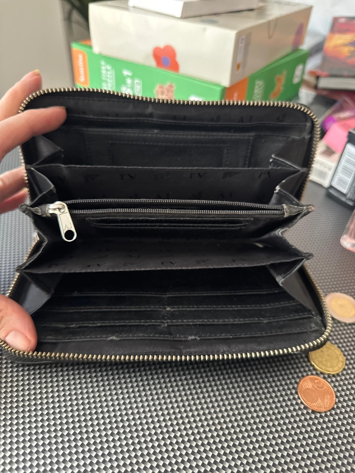 Portefeuille Armani Jeans AJ noir verni – Zip intégral – Armani Jeans 3