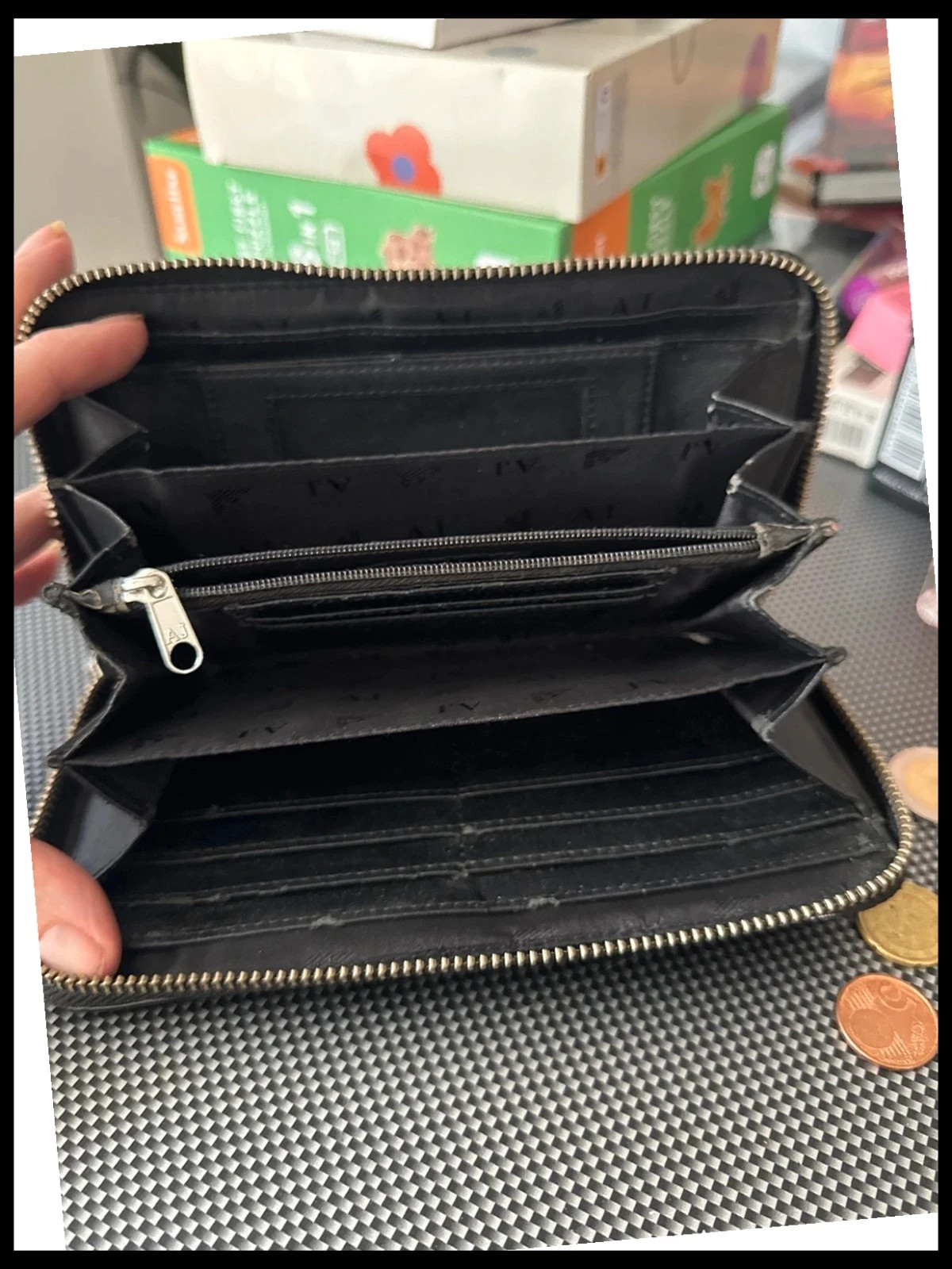 Portefeuille AJ noir verni Armani Jeans – Zip intégral – Armani Jeans 3