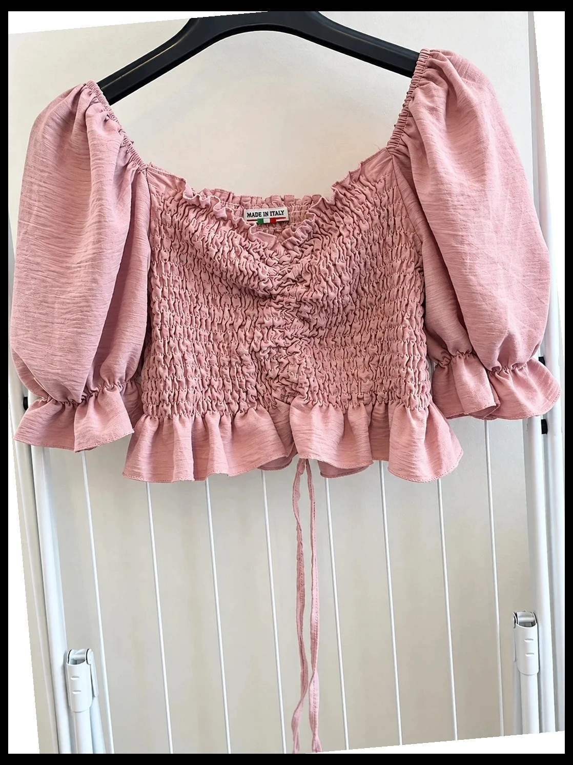 Top rose poudré crop Made in Italy – Manches bouffantes – Taille S – New Yorker – taille S / 36 / 8 2