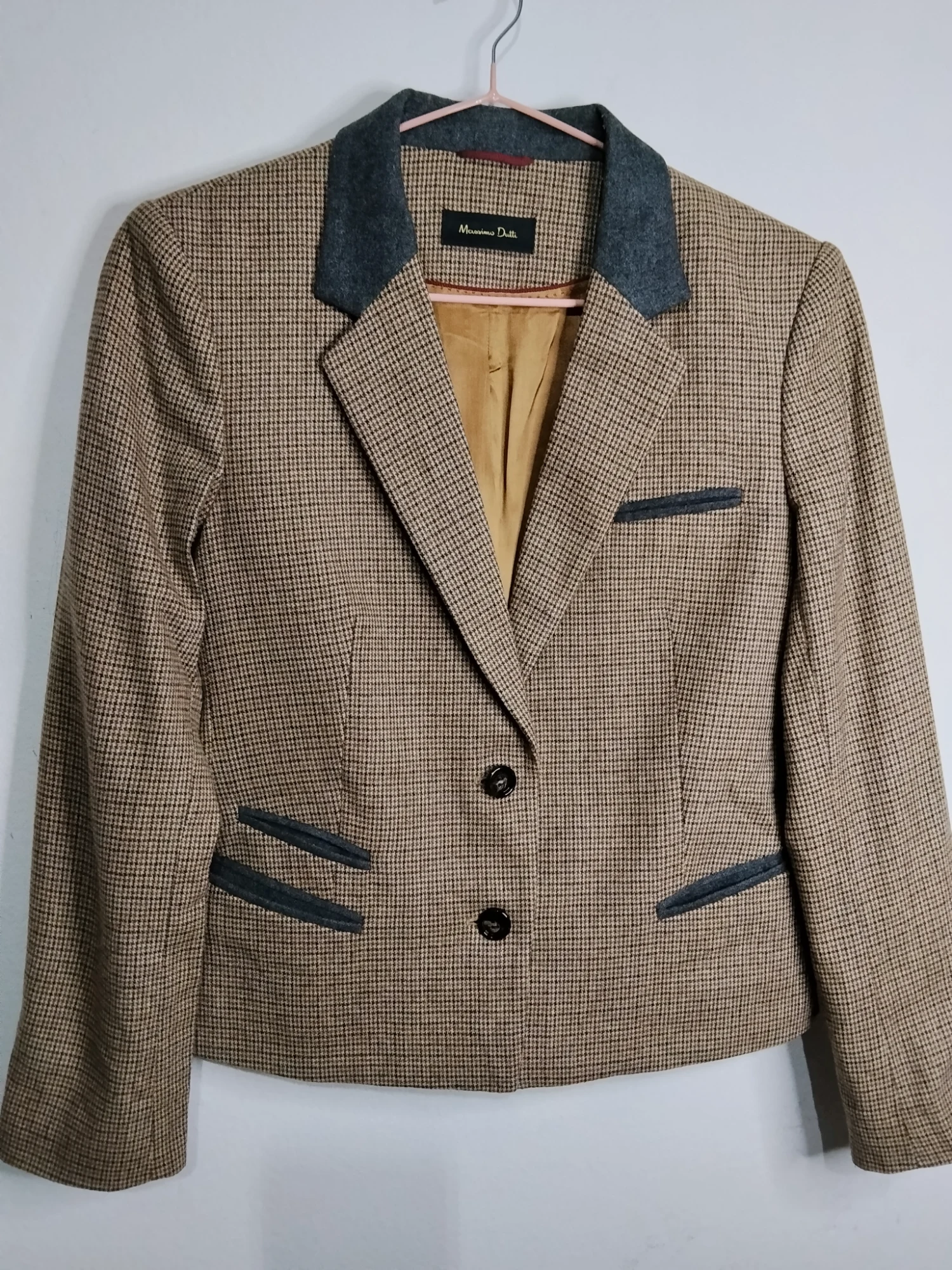 Blazer estilo retro vintage Massimo Dutti cuello gris