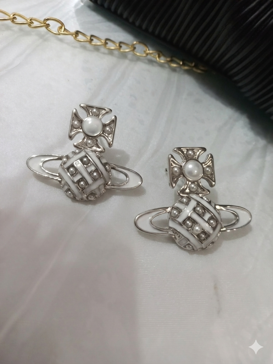 Boucles d'Oreilles Argent Orb Planète Cr 2