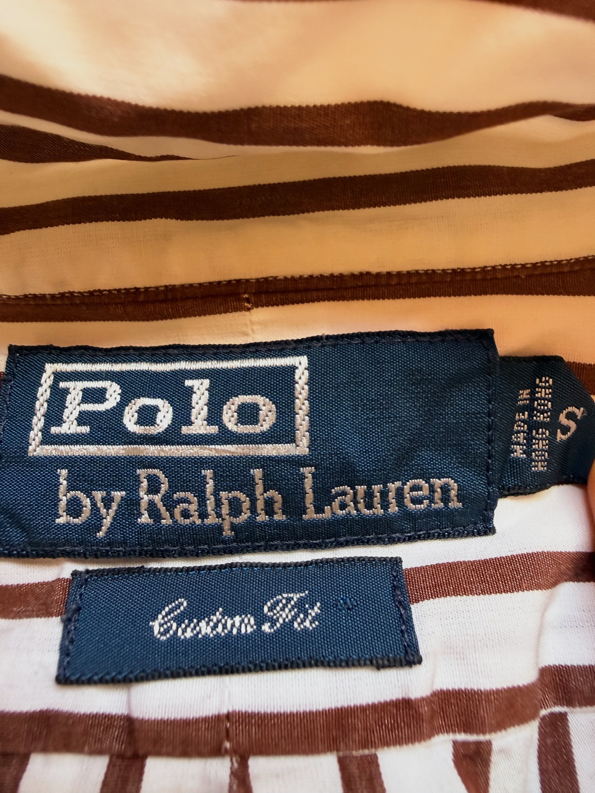 Camisa Vintage Polo Ralph Lauren a Rayas Marrones y Blancas - Talla S – Ralph Lauren – taille S 3